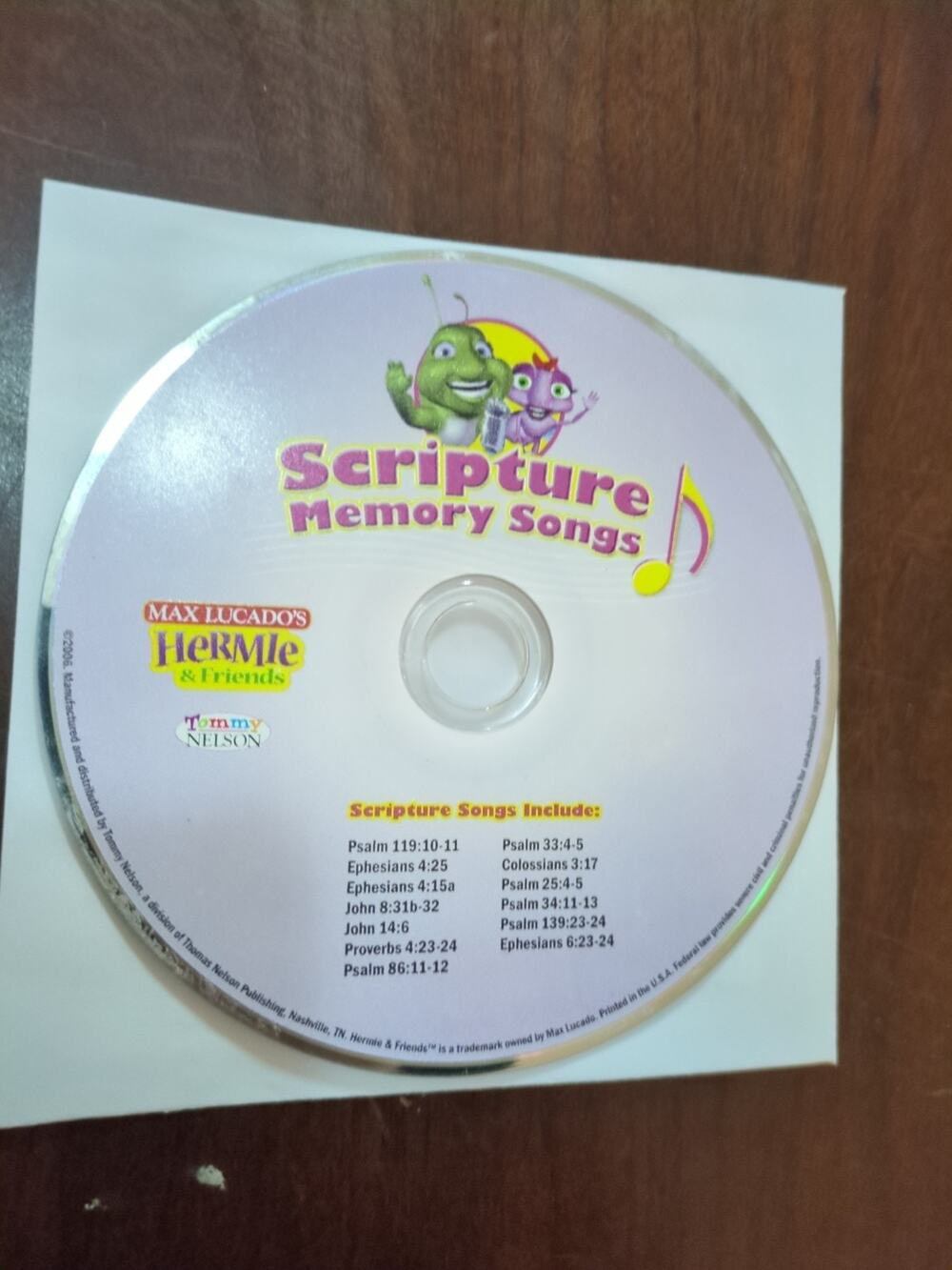 Hermie & Friends Scripture Memory Songs About Being Brave CD disc only